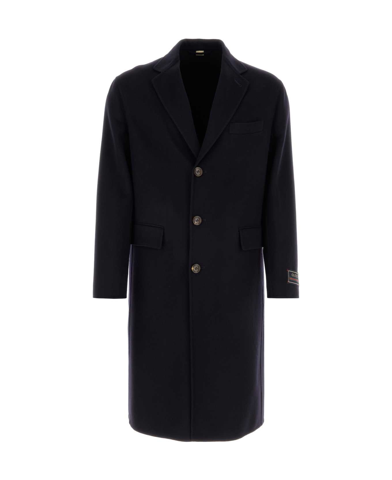 Midnight Blue Wool Blend Coat - 1