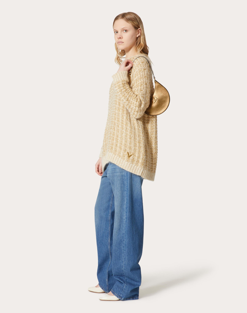 VLOGO SIGNATURE MINI HOBO BAG IN METALLIC GRAINY CALFSKIN 2