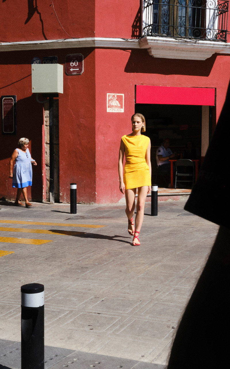 SIR. Sol Cutout Nylon Mini Dress yellow outlook