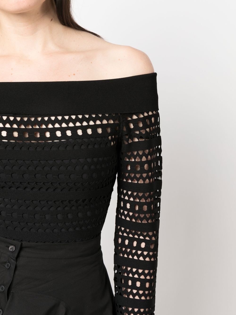 open-knit off-shoulder longsleeved top - 5