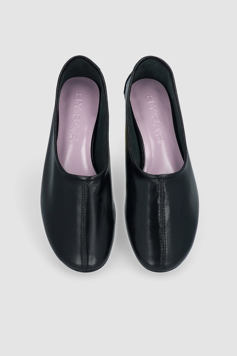 PRUDENCE BLACK CREASED LEATHER BALLET FLAT - 3