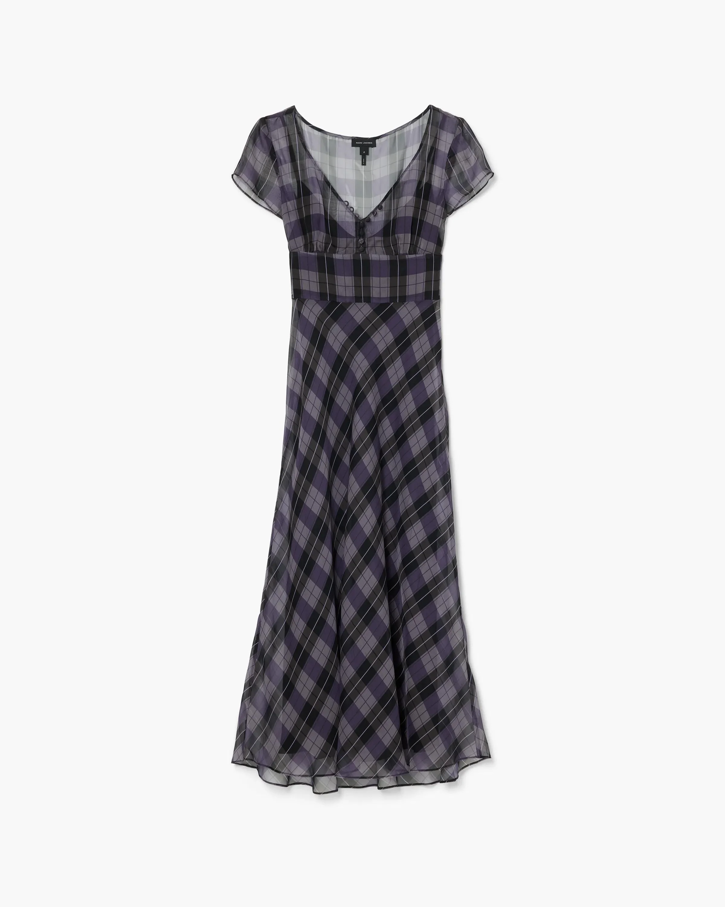 PLAID CHIFFON MIDI DRESS - 1