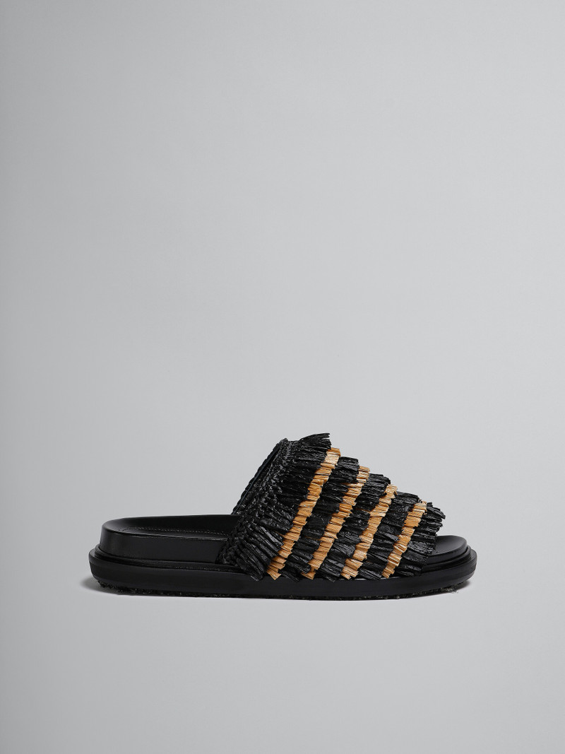 BLACK FRINGE SLIDE SANDAL - 1