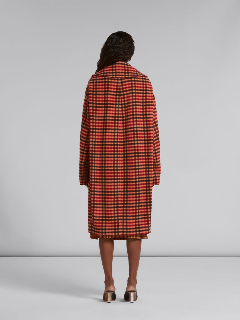 ORANGE WOOL FELT COAT WITH WAVY CHECK PATTERN - 3