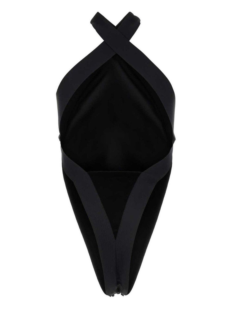 SAINT LAURENT cross-neck velvet bodysuit outlook