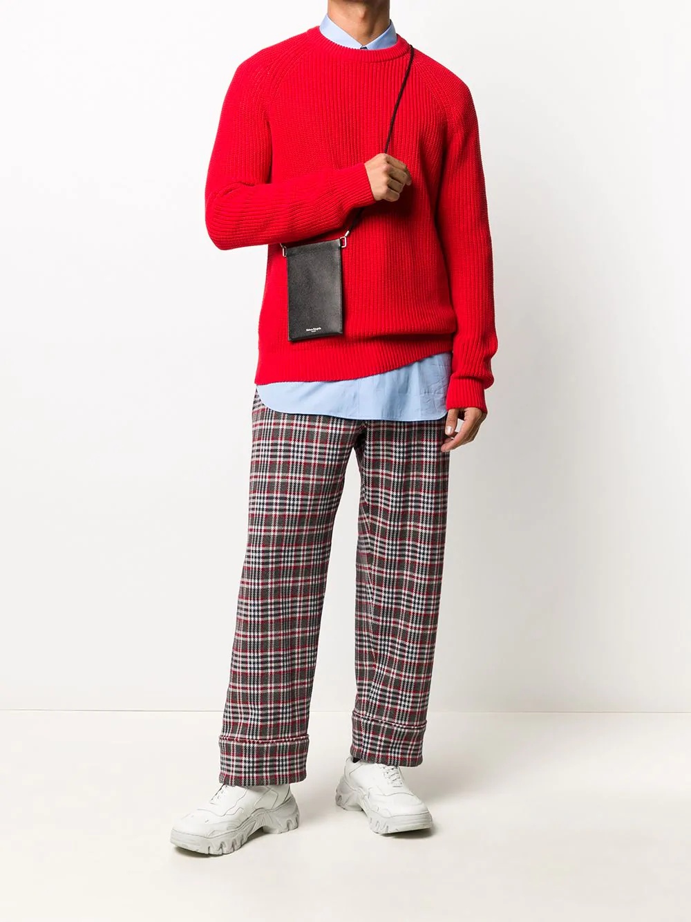 checked straight-leg trousers - 2