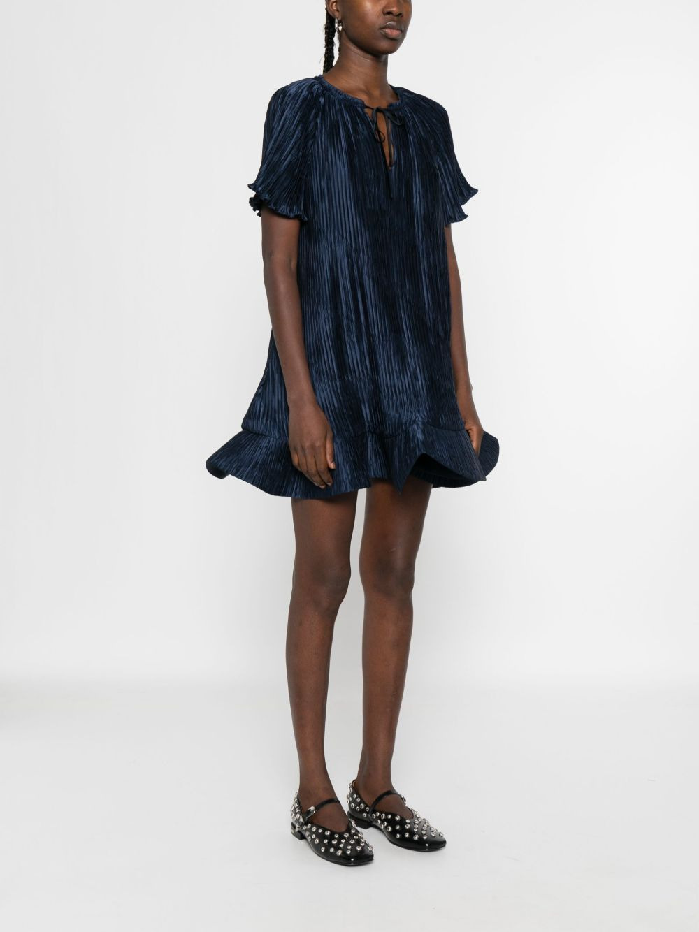 plissé ruffled mini dress - 3
