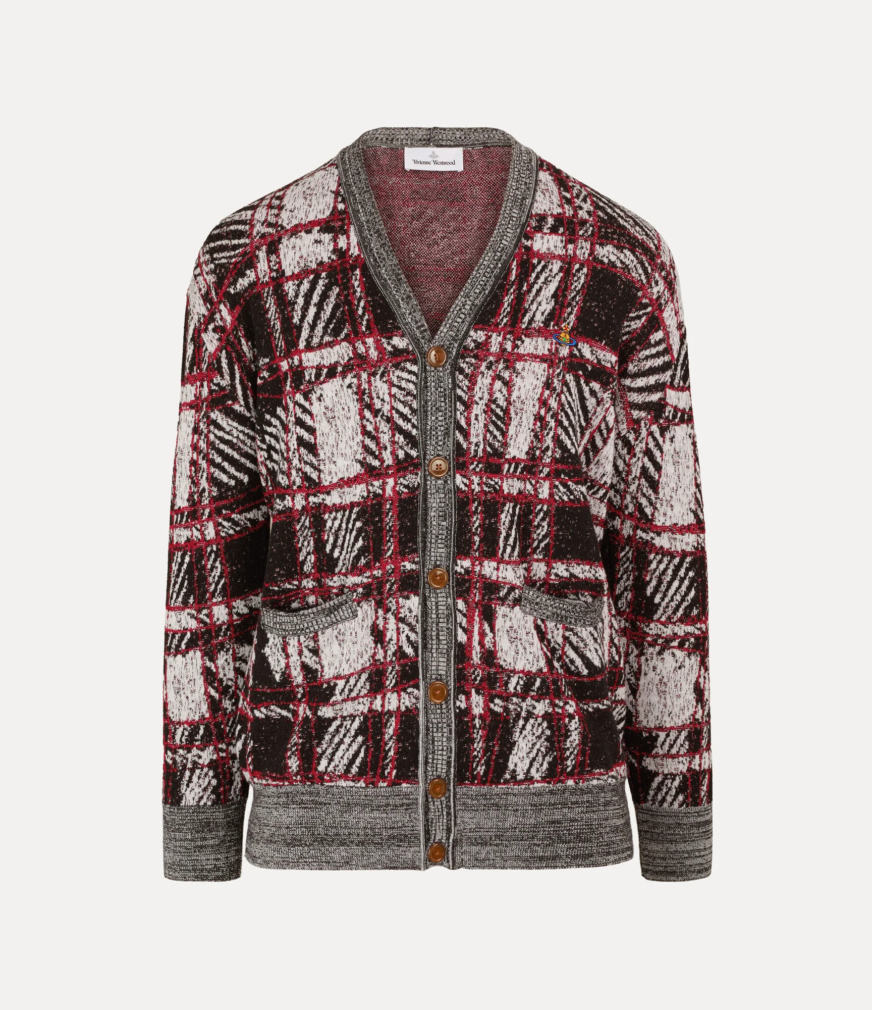 SCRIBBLE CHECK CARDIGAN - 1