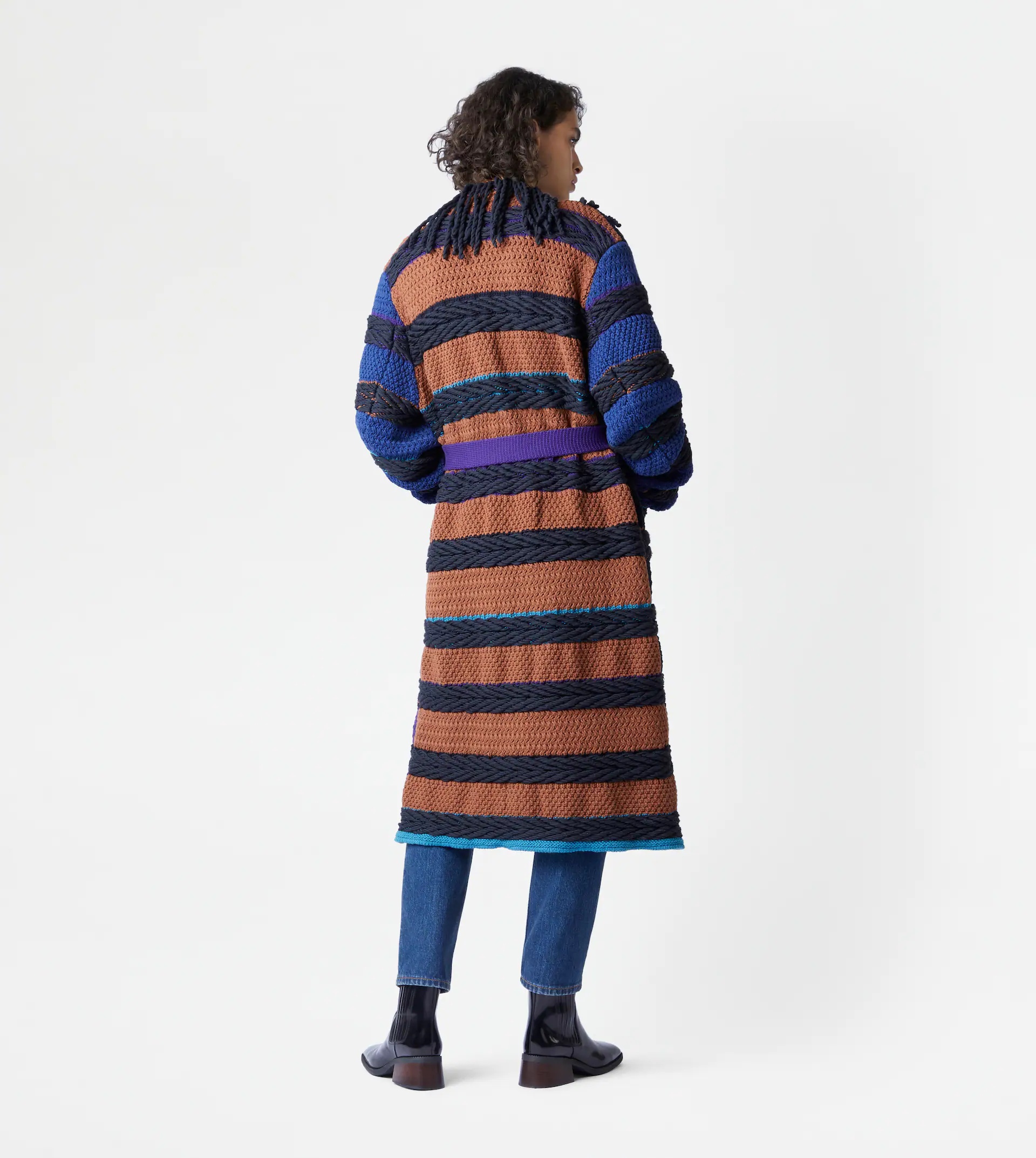 TOD'S COAT IN COTTON - BLUE, BROWN - 3