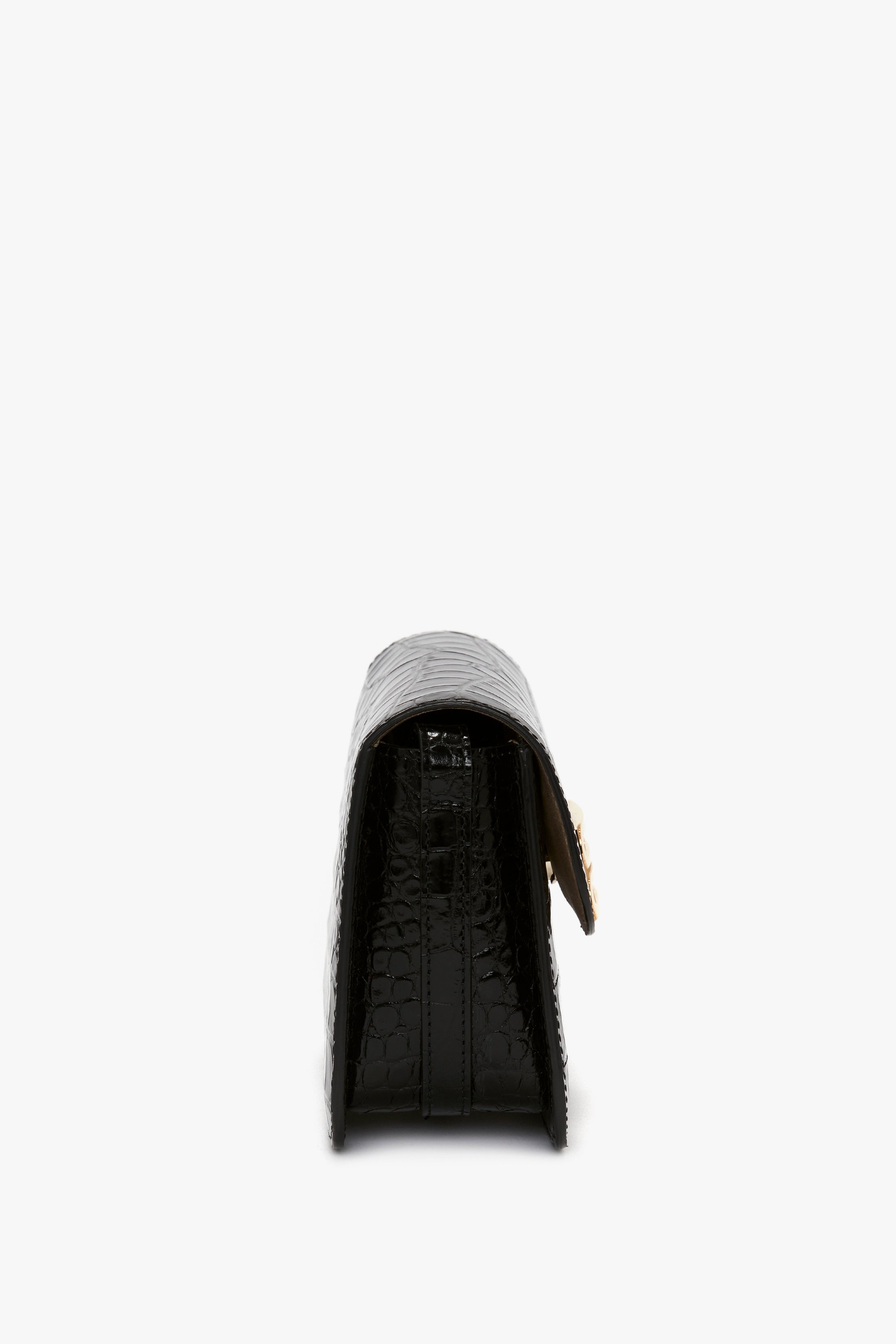 Mini Frame Shoulder Bag In Black Croc-Effect Leather - 4