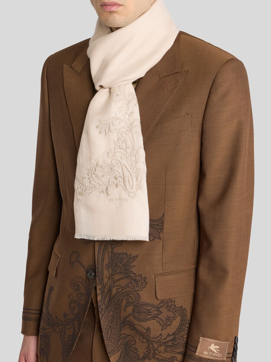 CASHMERE AND SILK SCARF WITH EMBROIDERY - 2