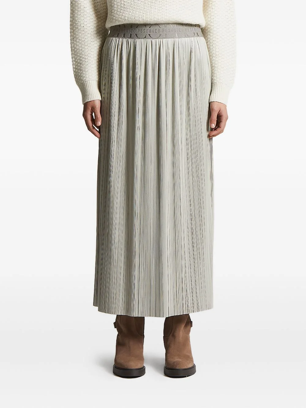 pleated logo-waistband skirt - 1