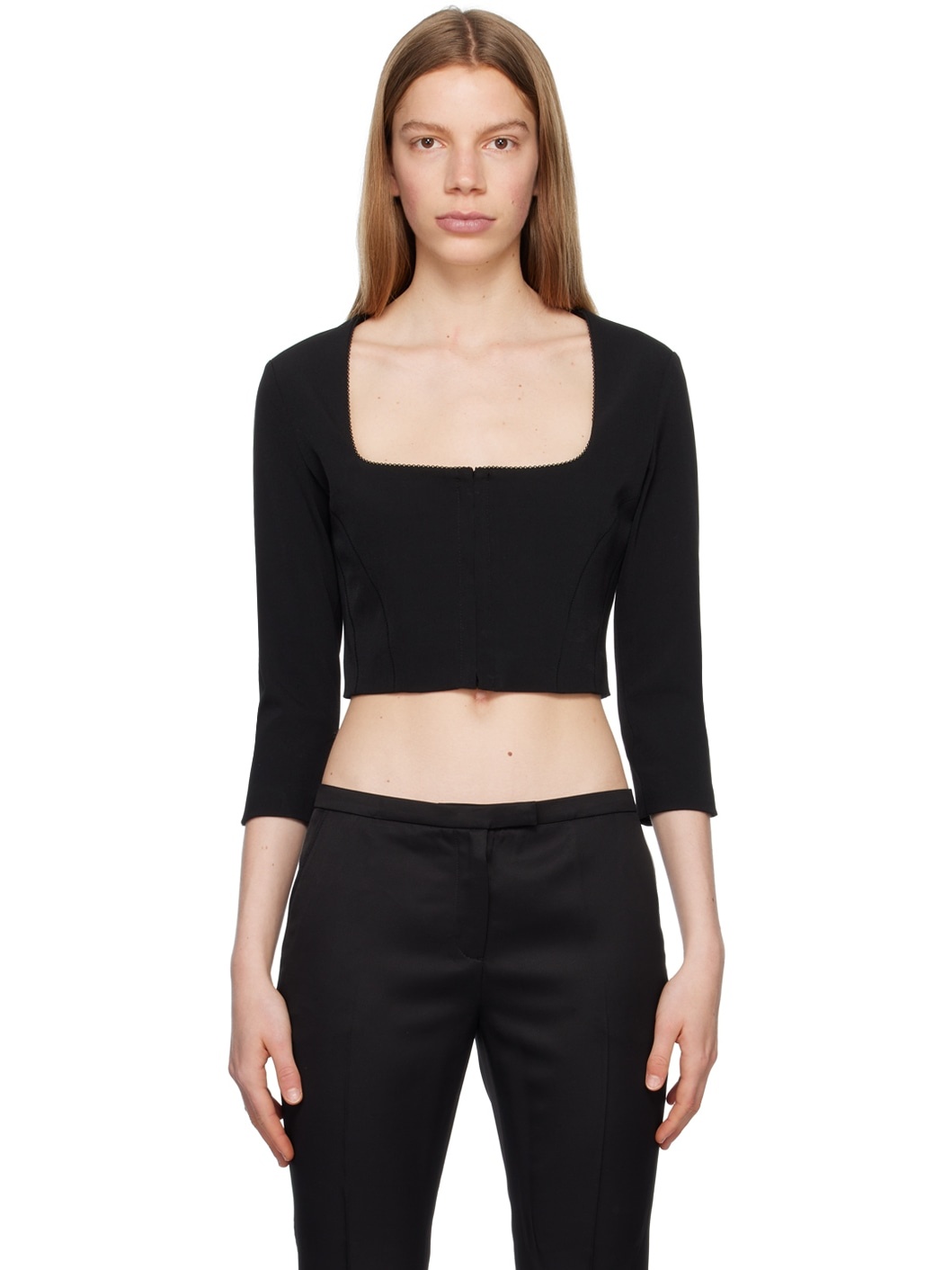Black Square Neck Shirt - 1