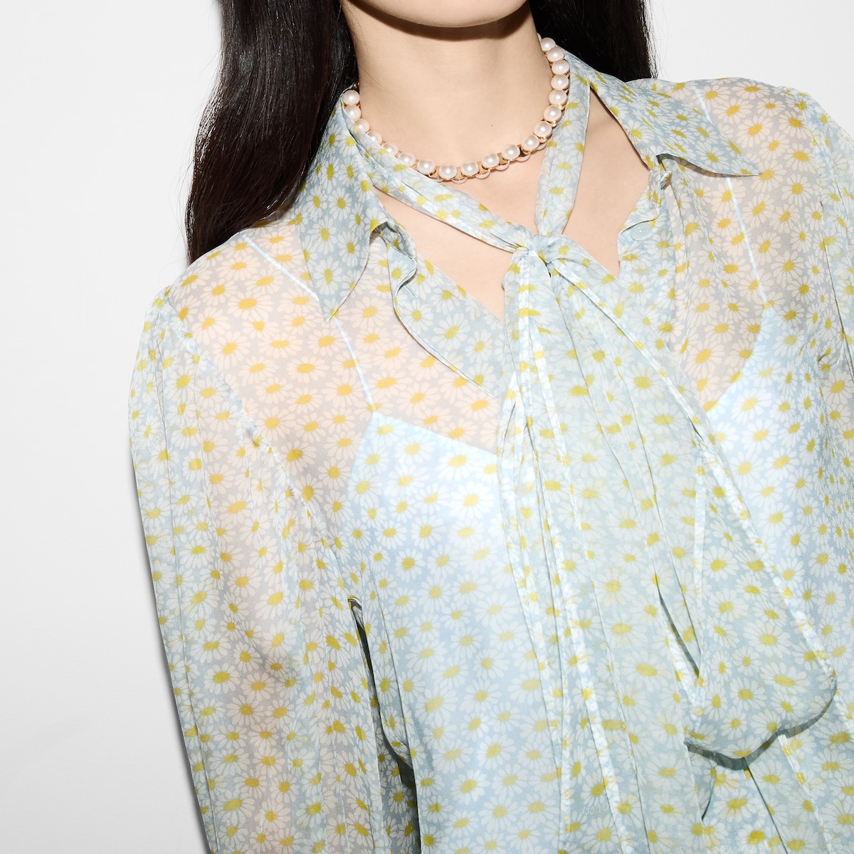 Printed silk chiffon shirt - 5