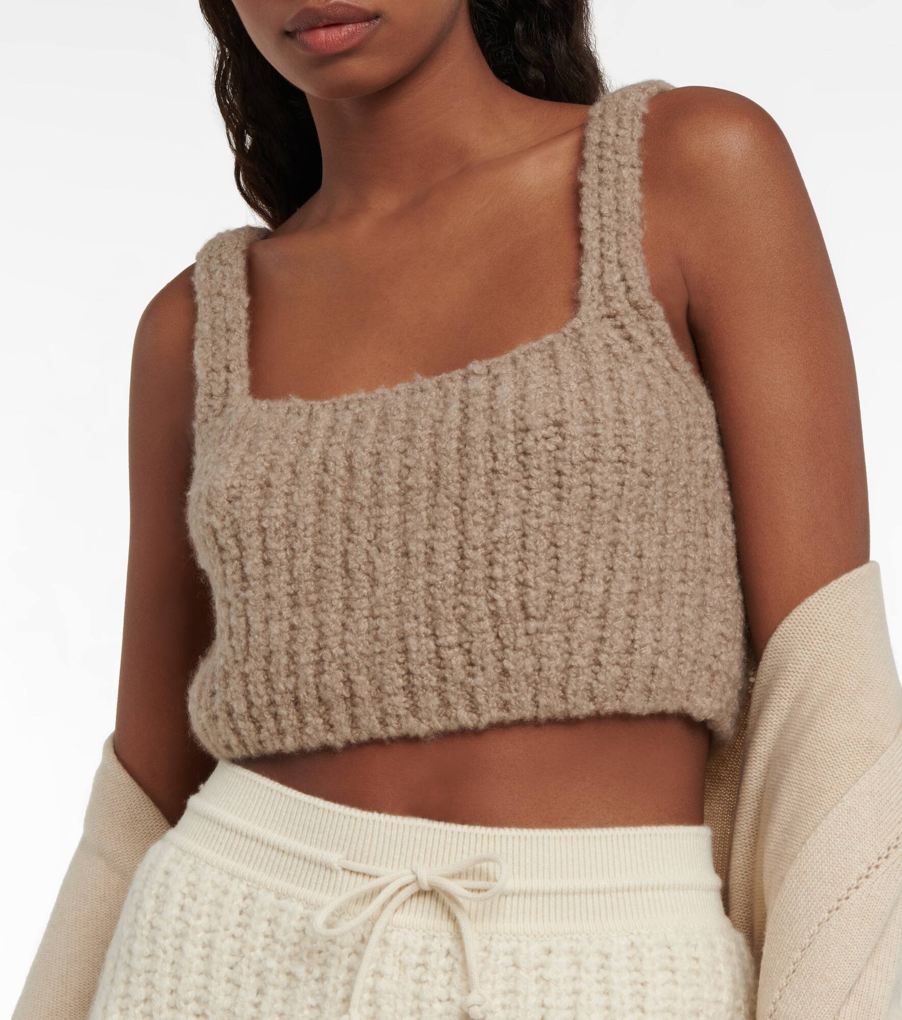 Ribbed-knit cashmere crop top - 4