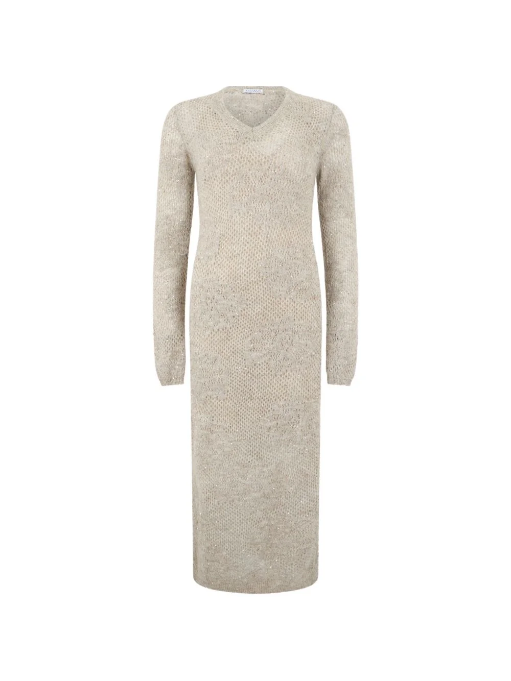 sequin-embellished open-knit midi dress - 1