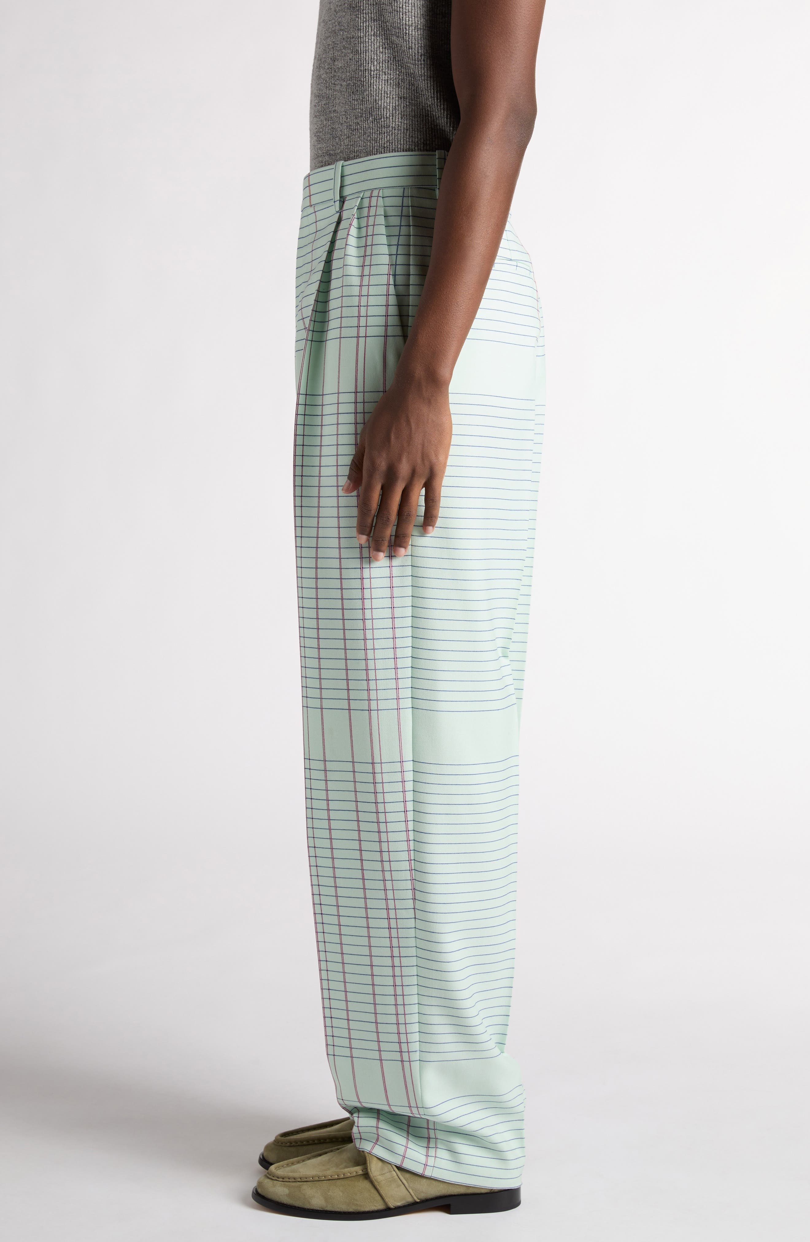 Bottega Veneta Notebook Wool Twill Trousers in 3883 Dewdrop/Pink/Blue at Nordstrom - 4
