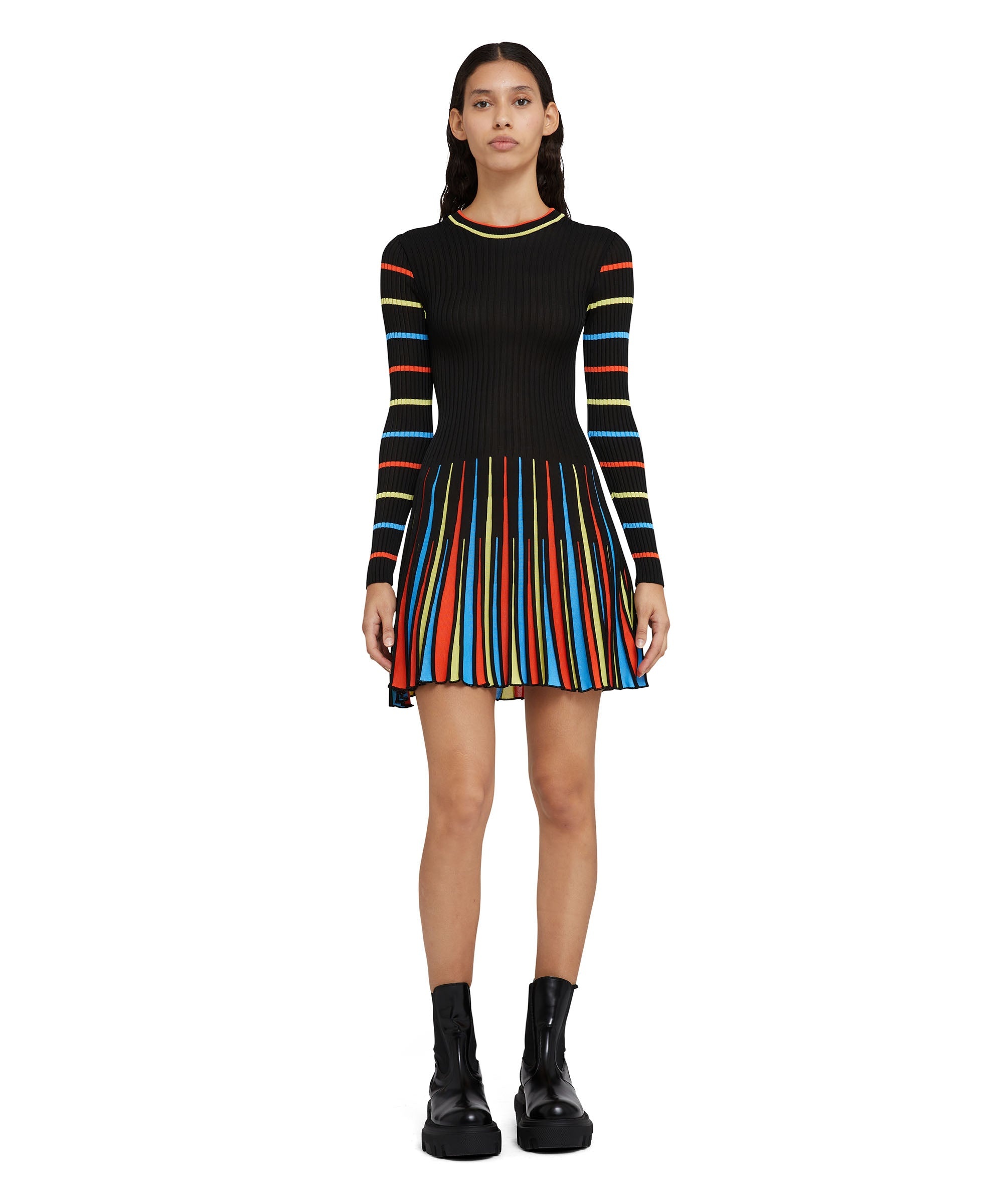 Crewneck shirted viscose mini dress - 3