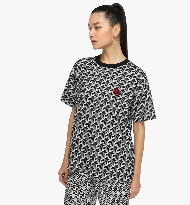 Women’s Cubic Monogram Print T-Shirt in Organic Cotton 5
