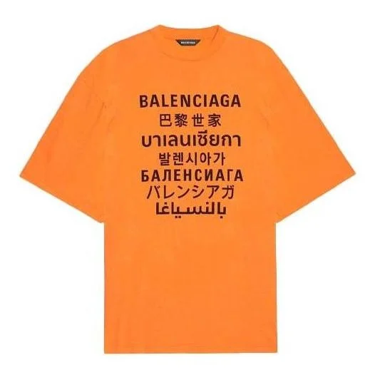 Balenciaga Languages Logo T-Shirt 'Orange Black' 641614TJVI37513 - 1