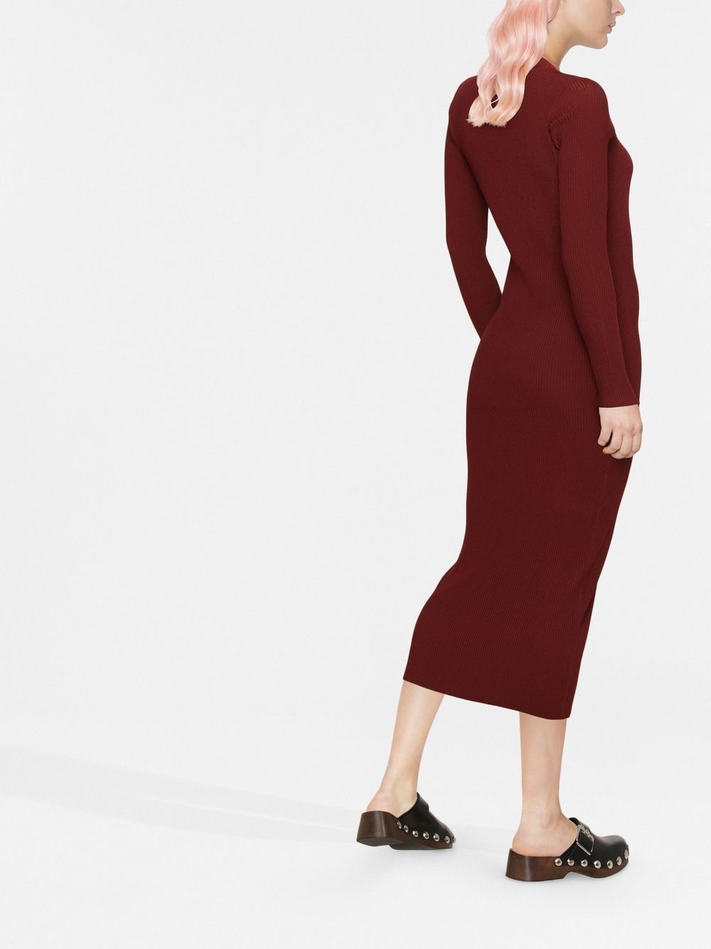 V-neck knitted dress - 4