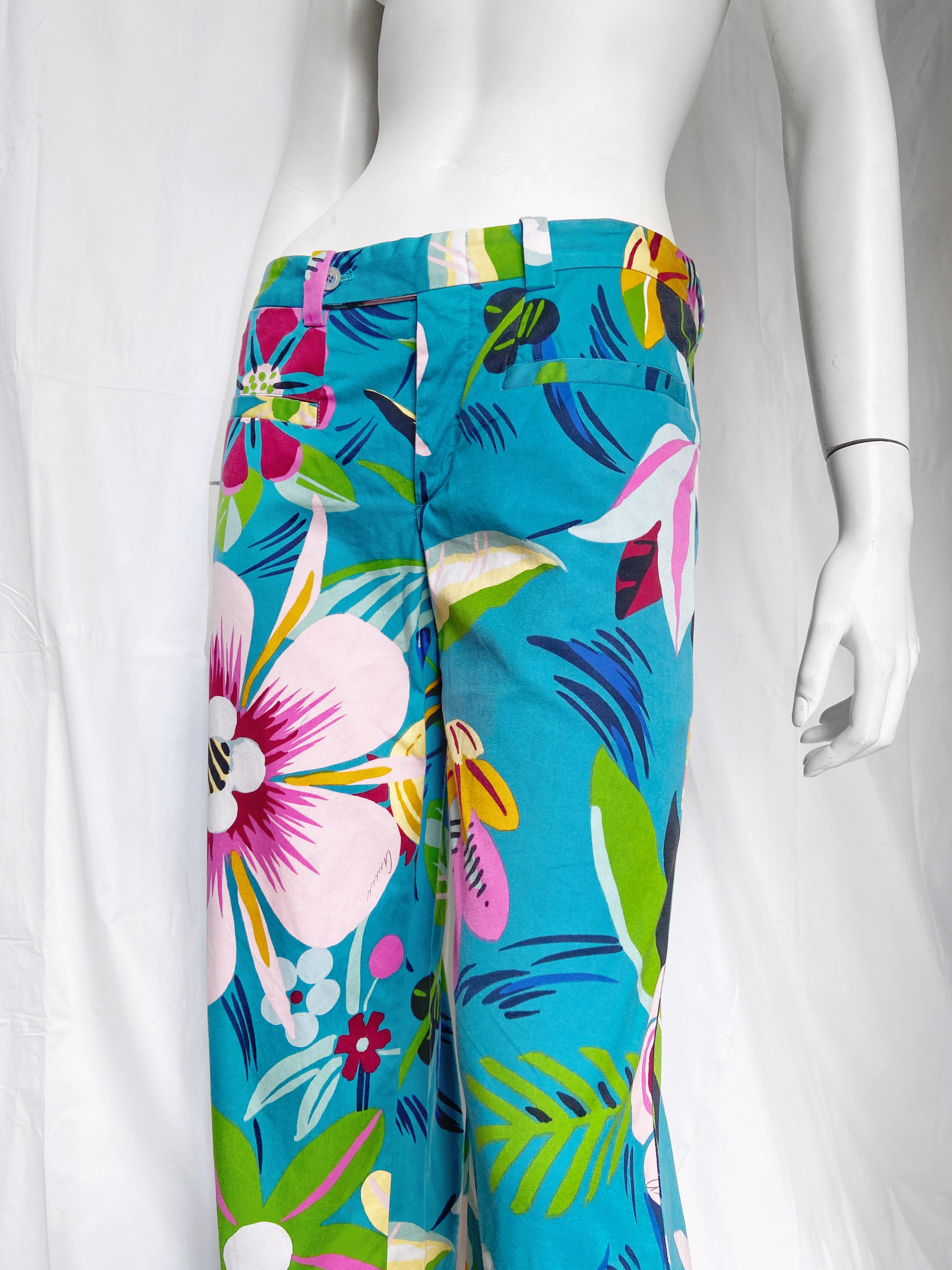 Gucci Spring 1999 Tom Ford Iconic Runway Blue Floral Pants 42 - 7