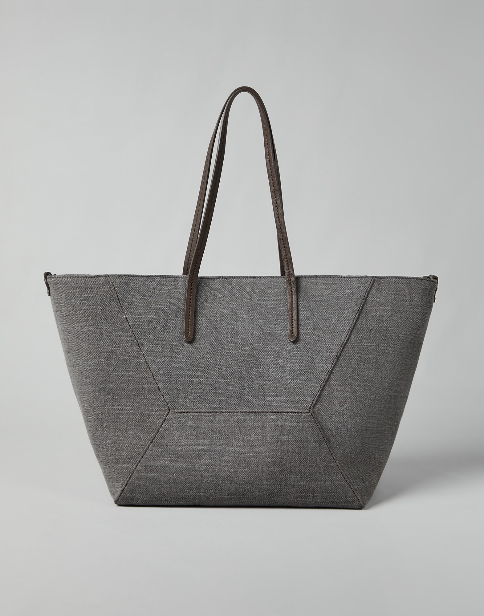 Cotton and linen canvas shopper bag with monili - 2