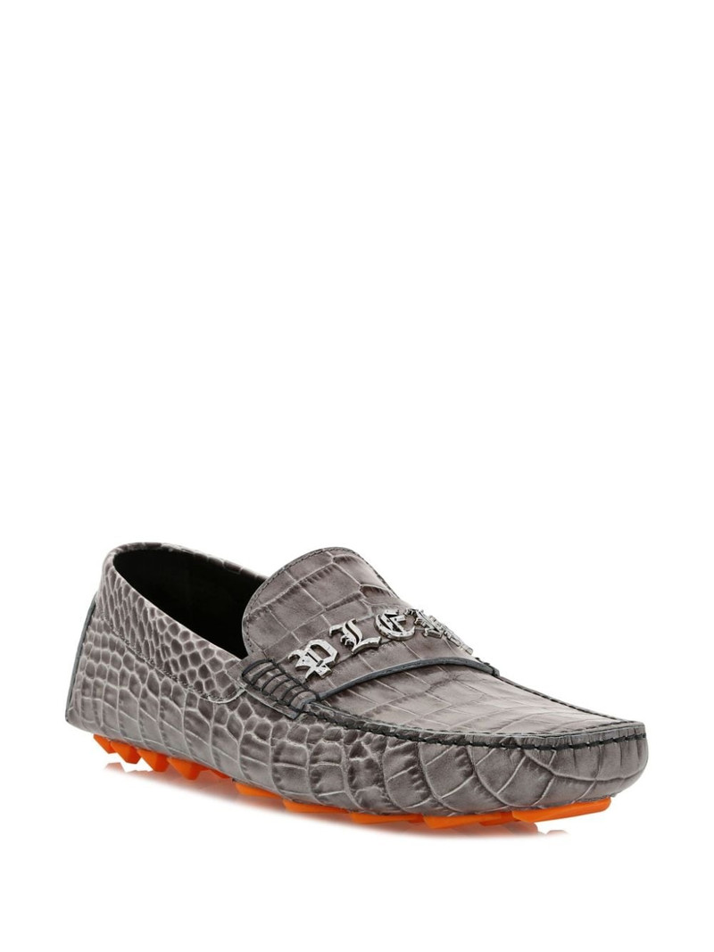 PHILIPP PLEIN crocodile-embossed leather loafers outlook