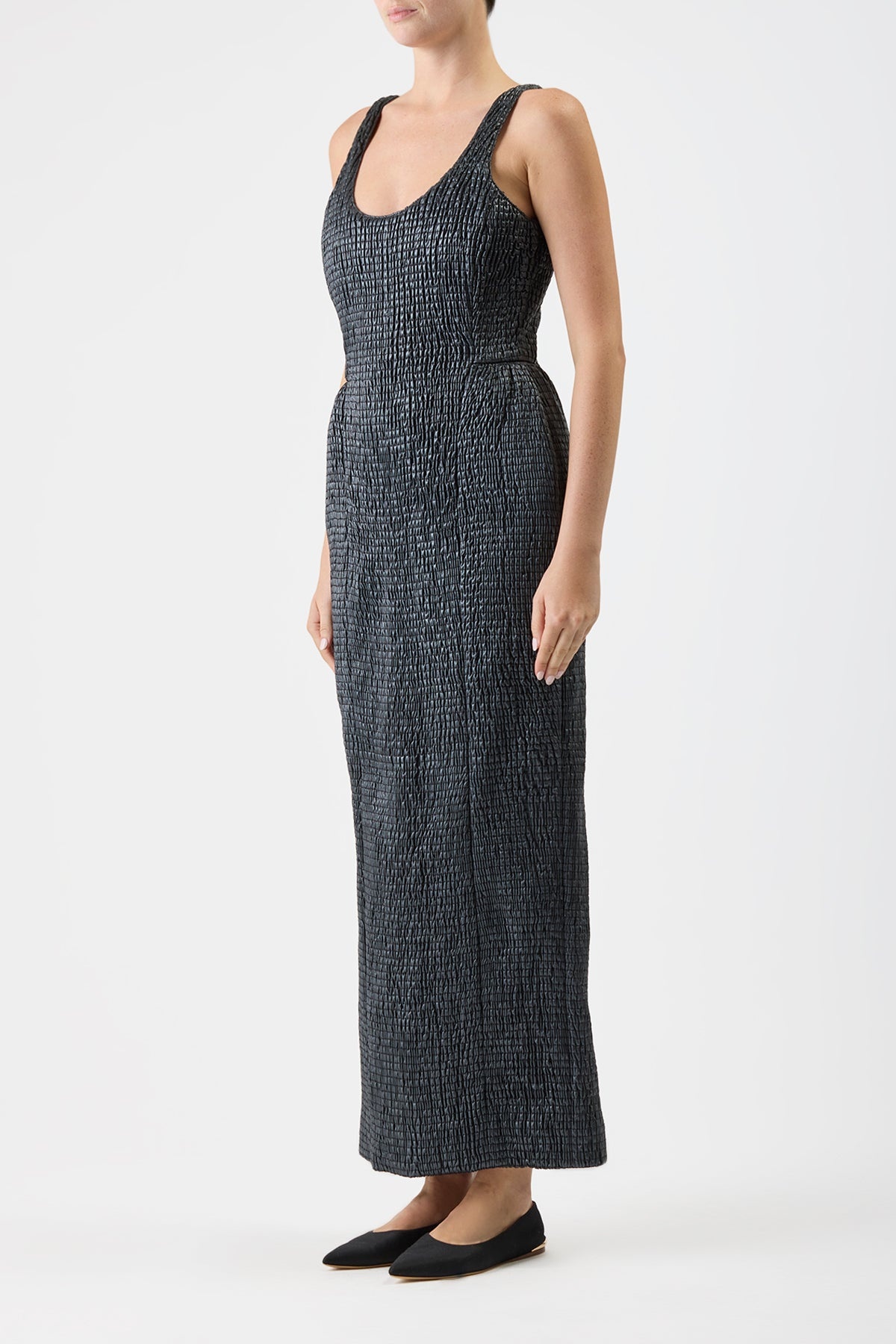 Girard Dress in Shirred Leather - 3