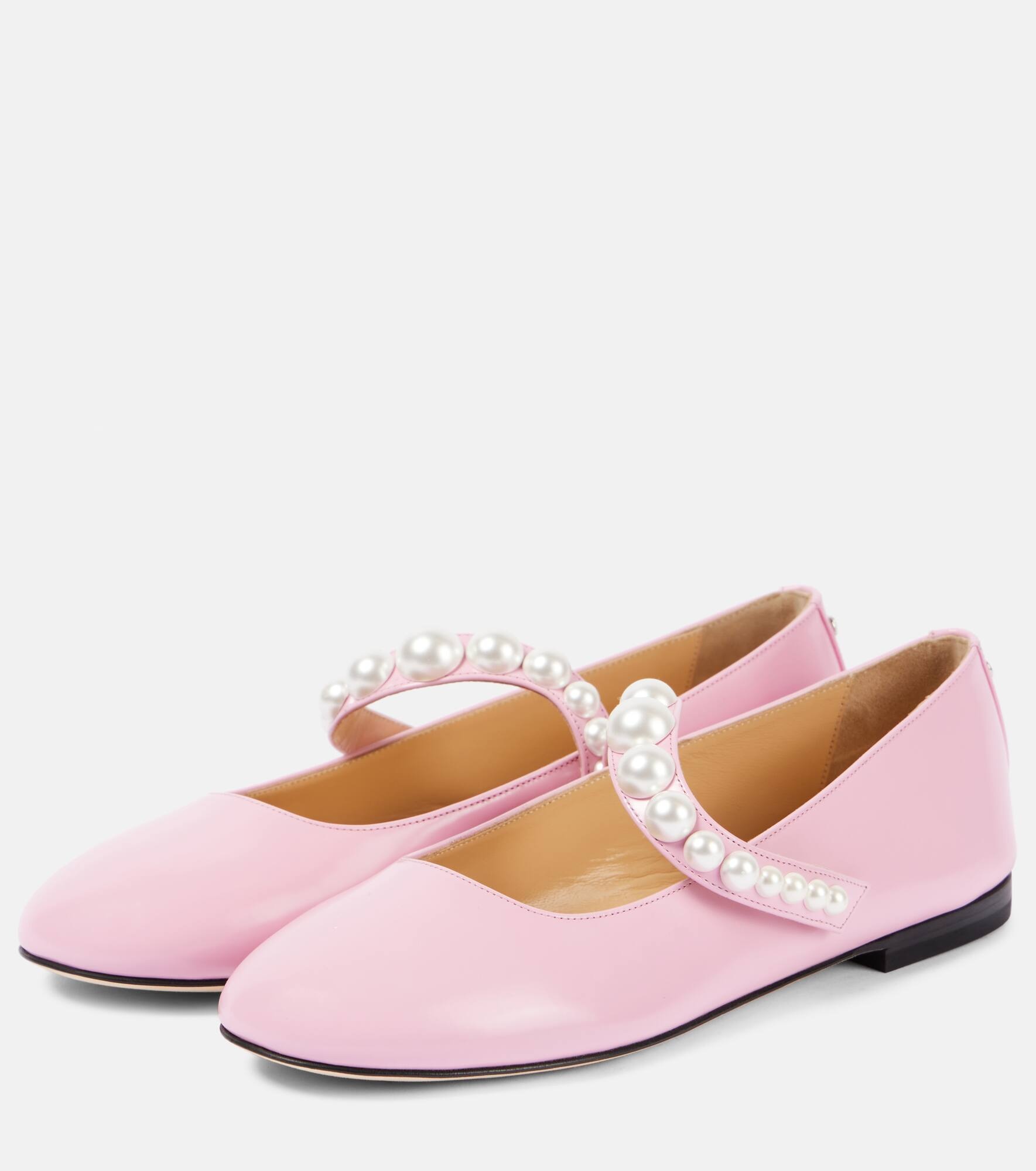 Sirene faux pearl leather Mary Jane flats - 4