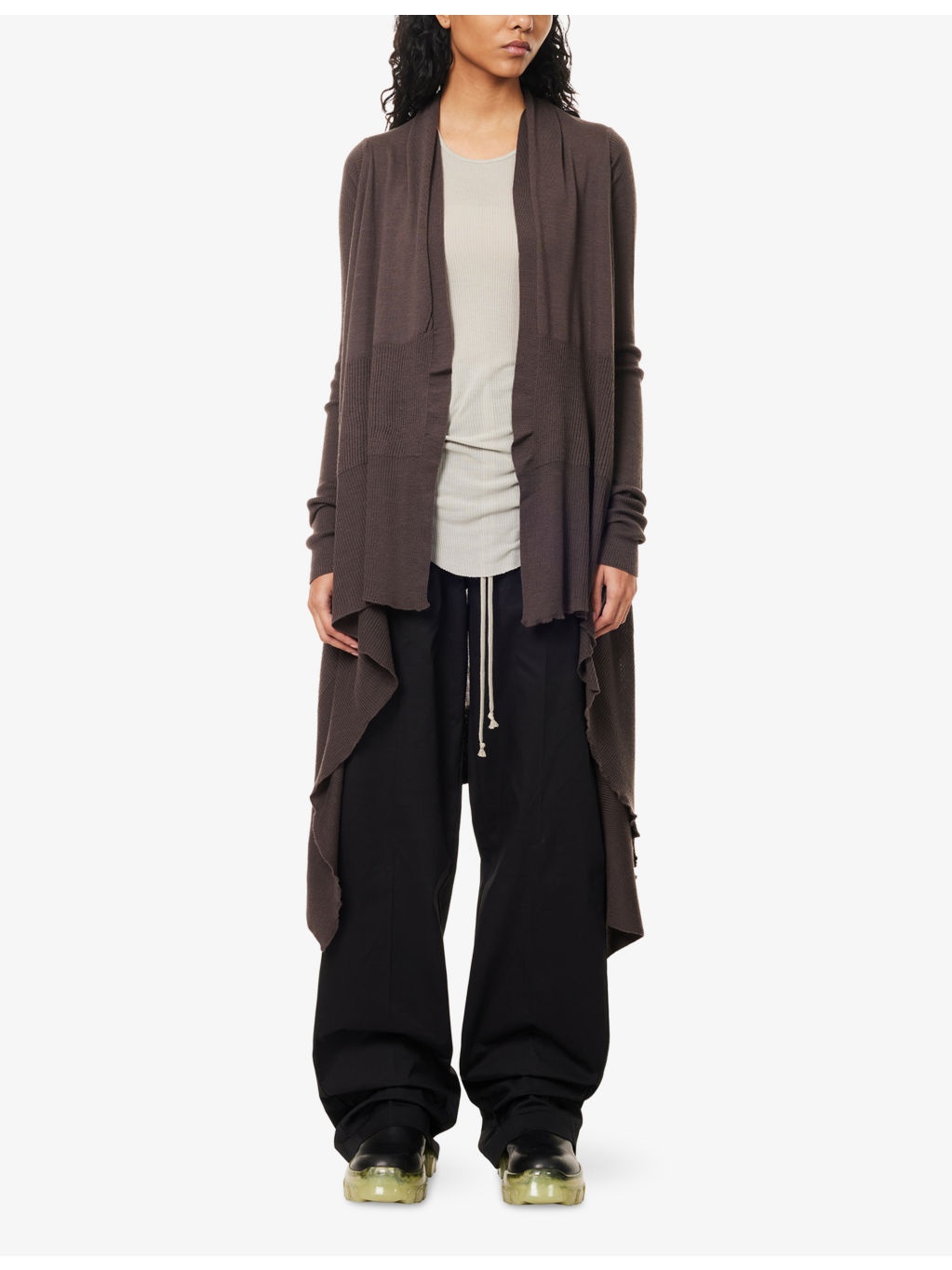 Wrap Draped Wool Cardigan - 3