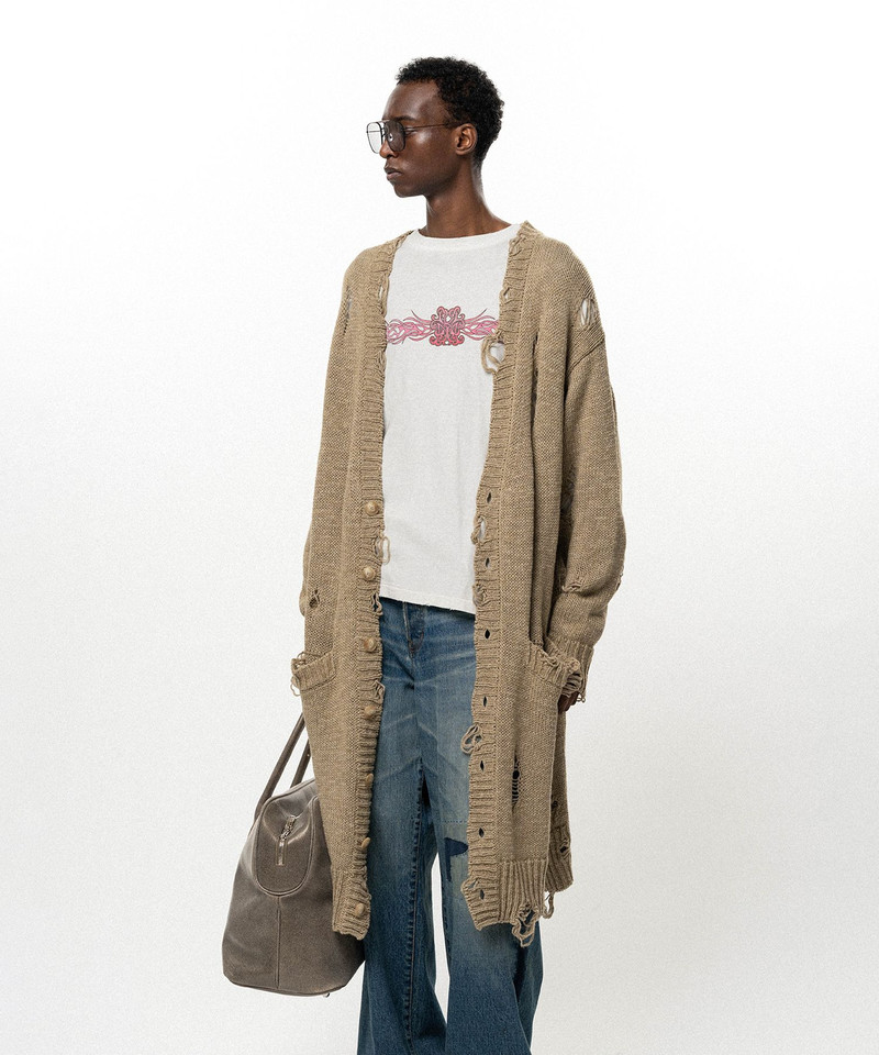 Damaged Low Gauge Long Cardigan 23
