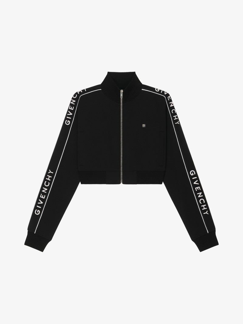SLIM-FIT CROPPED JOGGER JACKET IN JERSEY WITH GIVENCHY BANDS 1