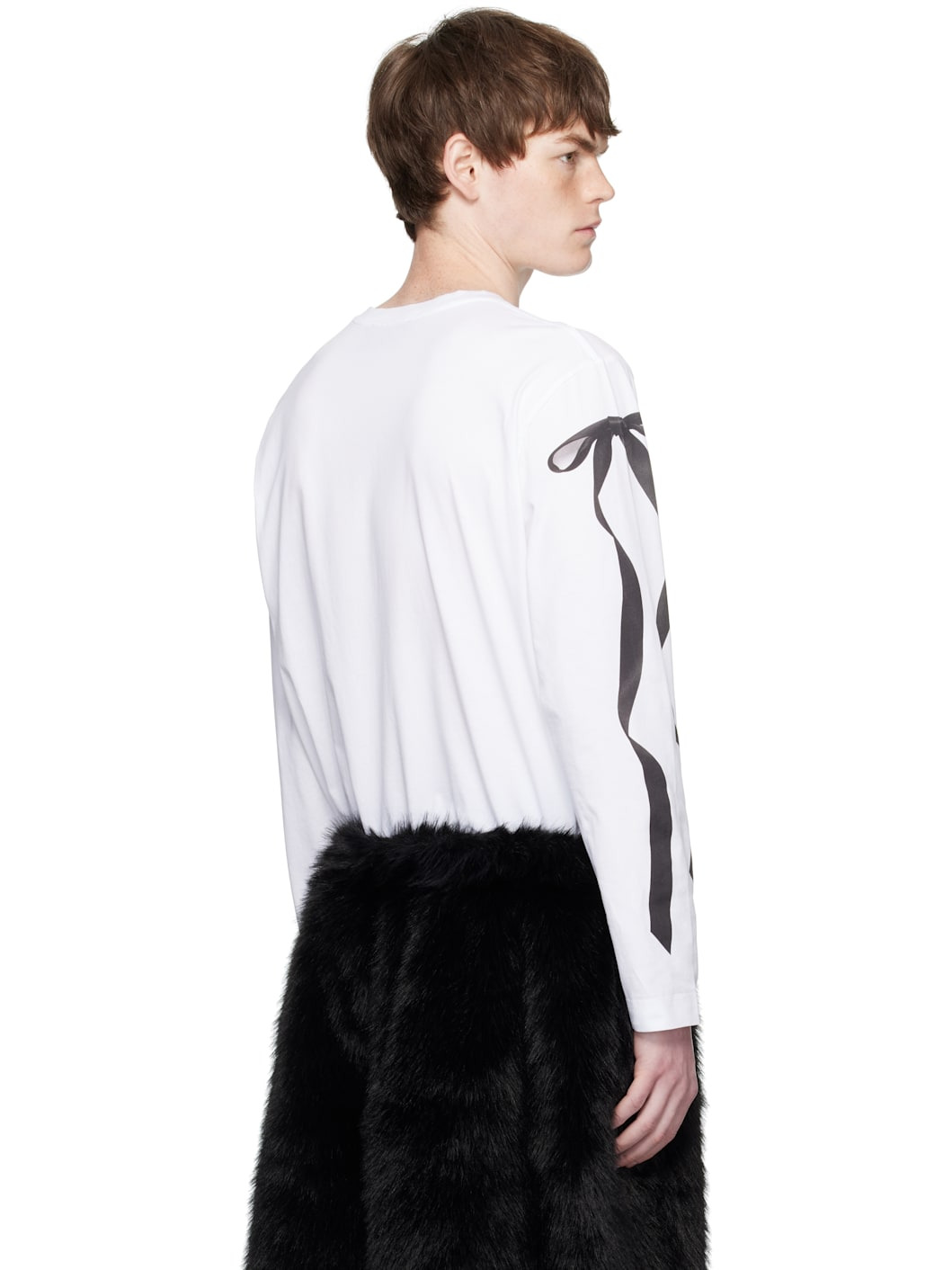White Ribbon Bow Tail Long Sleeve T-shirt - 3