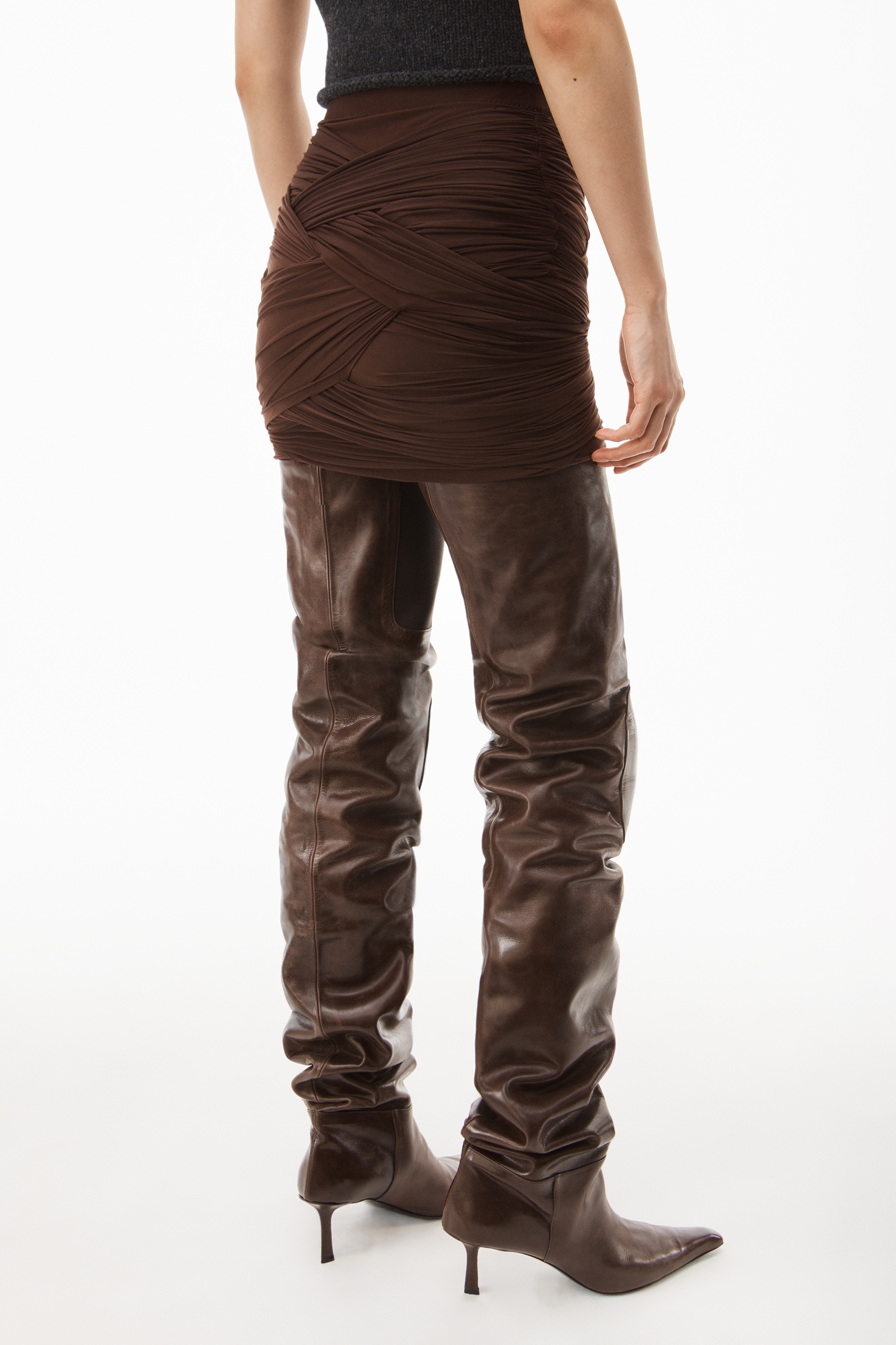 RUCHED MINI SKIRT IN HOSIERY JERSEY - 5