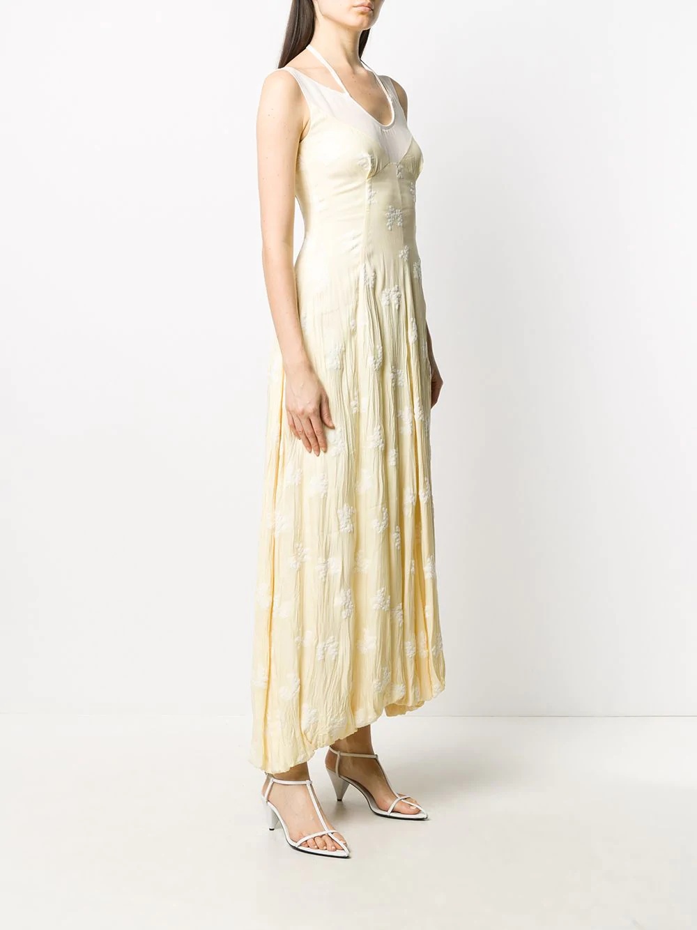 embroidered halterneck dress - 3