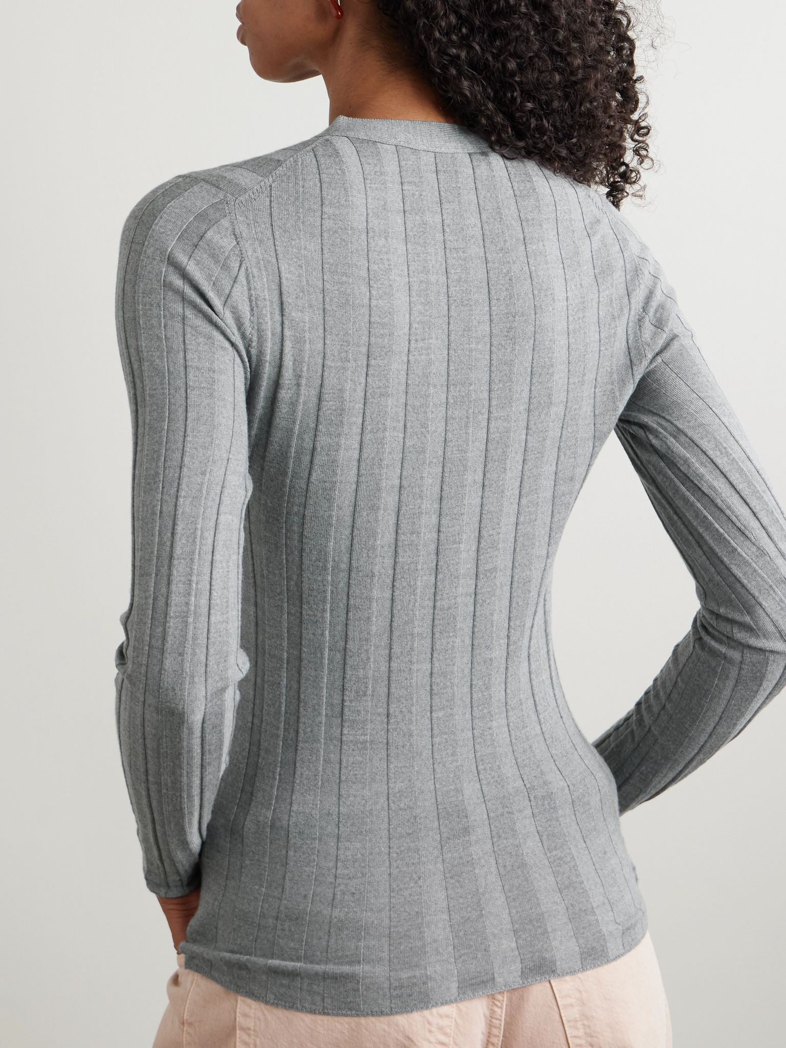 Ribbed wool cardigan Gray - 3