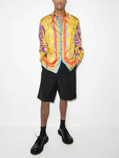 VERSACE Barocco-print silk shirt outlook