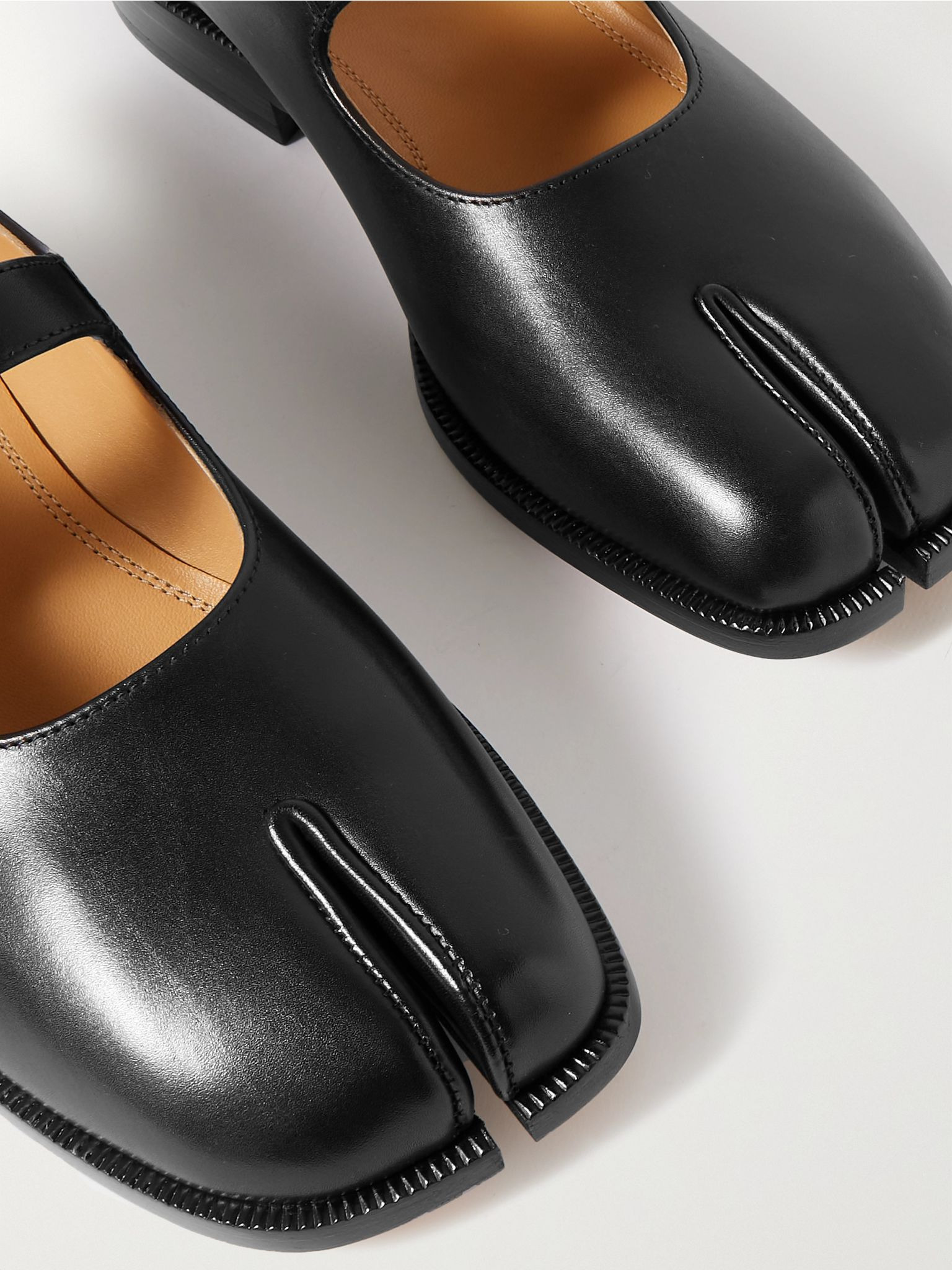 Tabi split-toe leather flats Black - 4