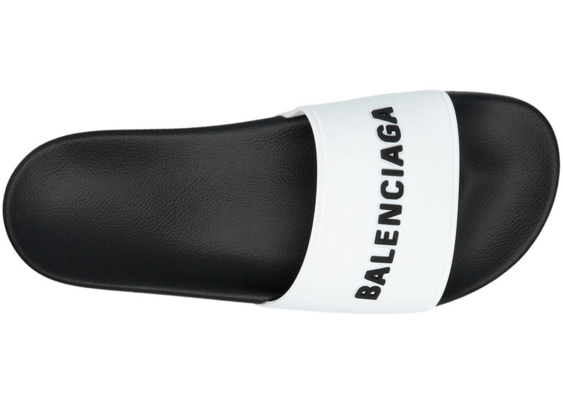 BALENCIAGA Balenciaga Pool Slides Logo White Black (Women's) outlook