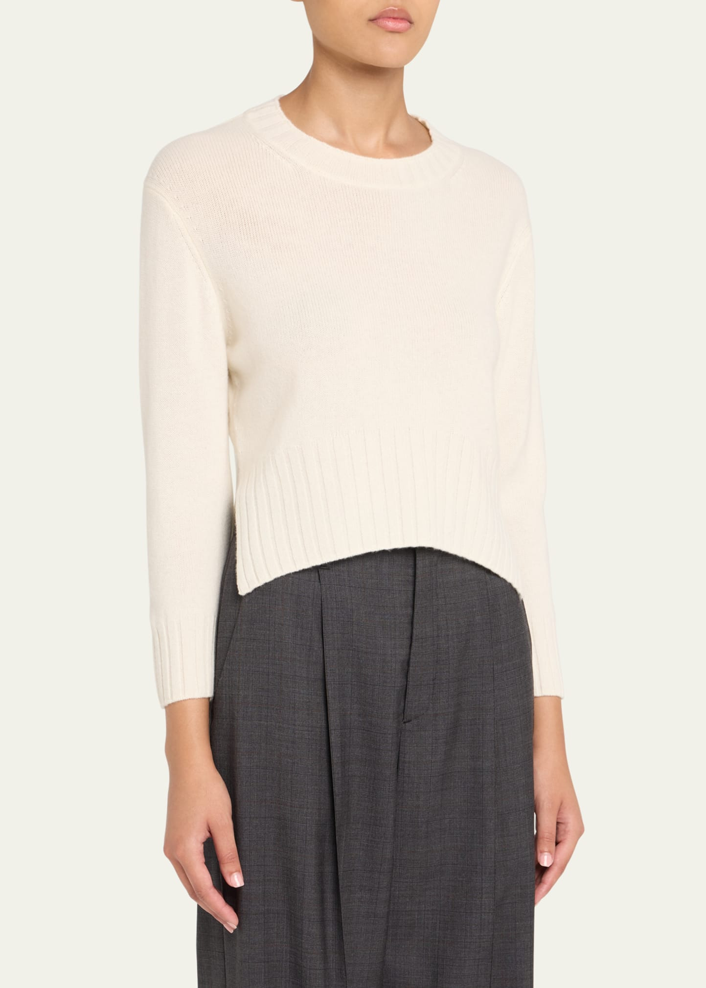 Mora Cashmere Crop Crewneck Sweater - 4