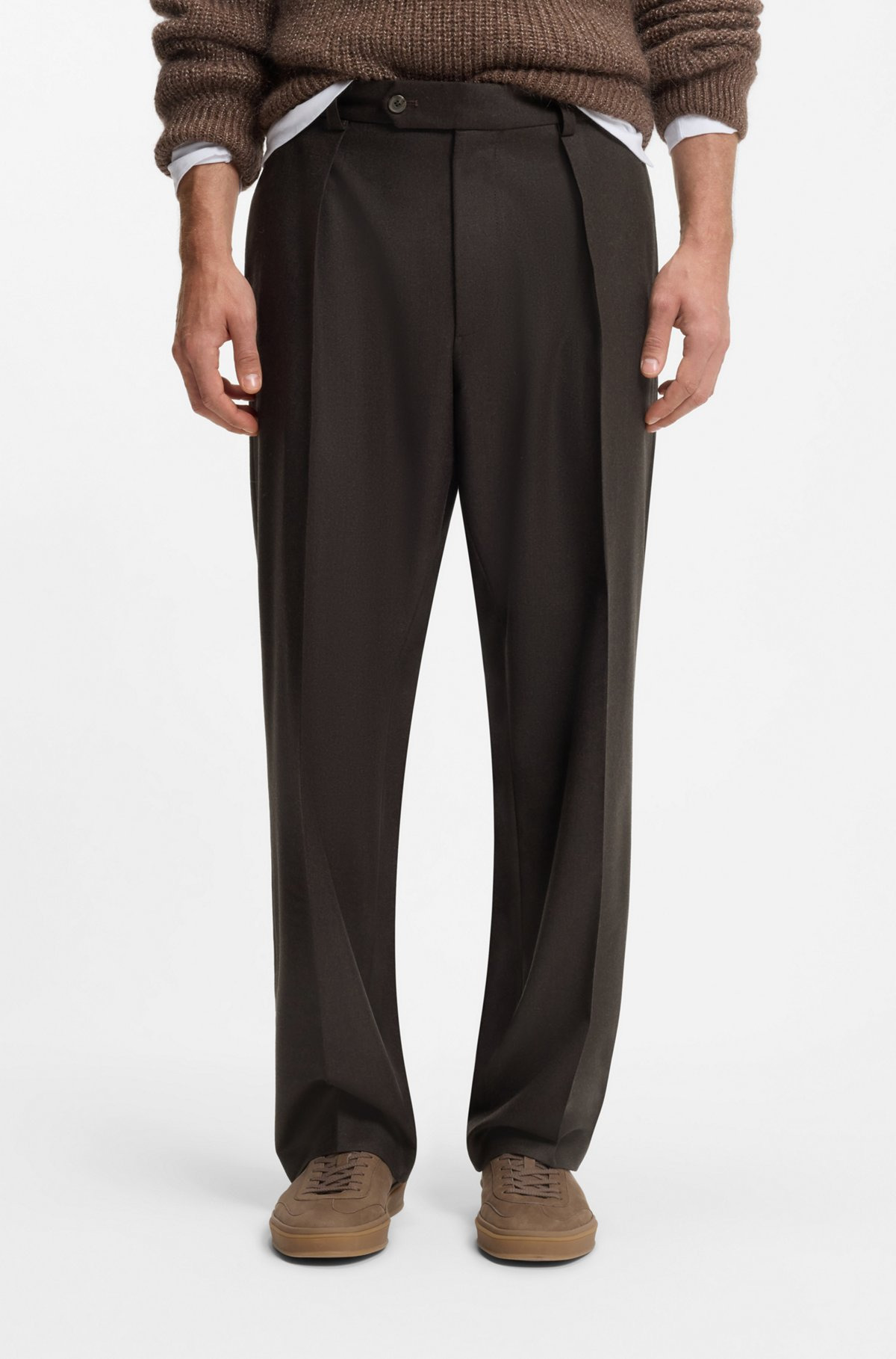 BECKHAM X BOSS RELAXED-FIT TROUSERS IN VIRGIN WOOL - 2