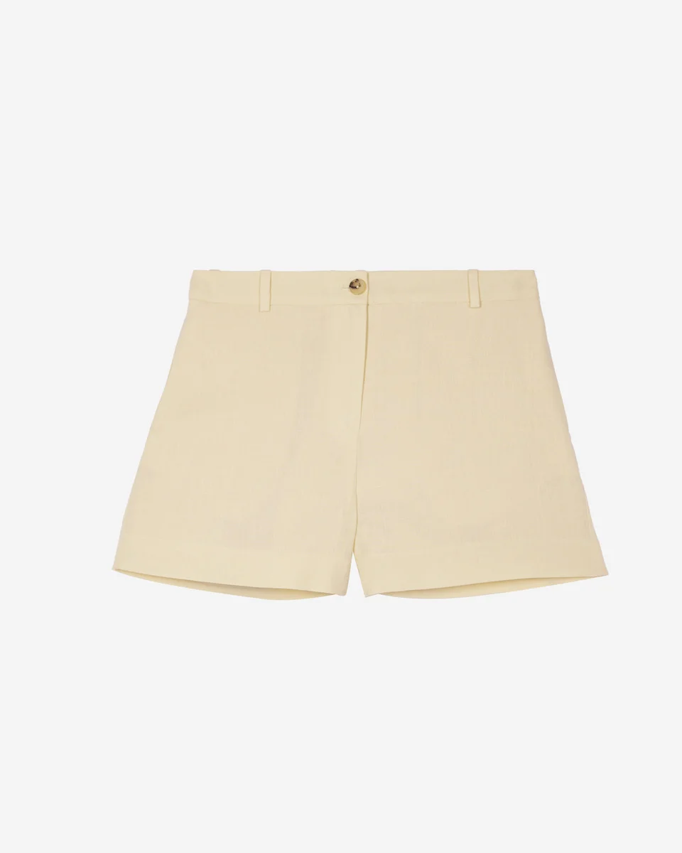 YELLOW LINEN SHORTS - 1