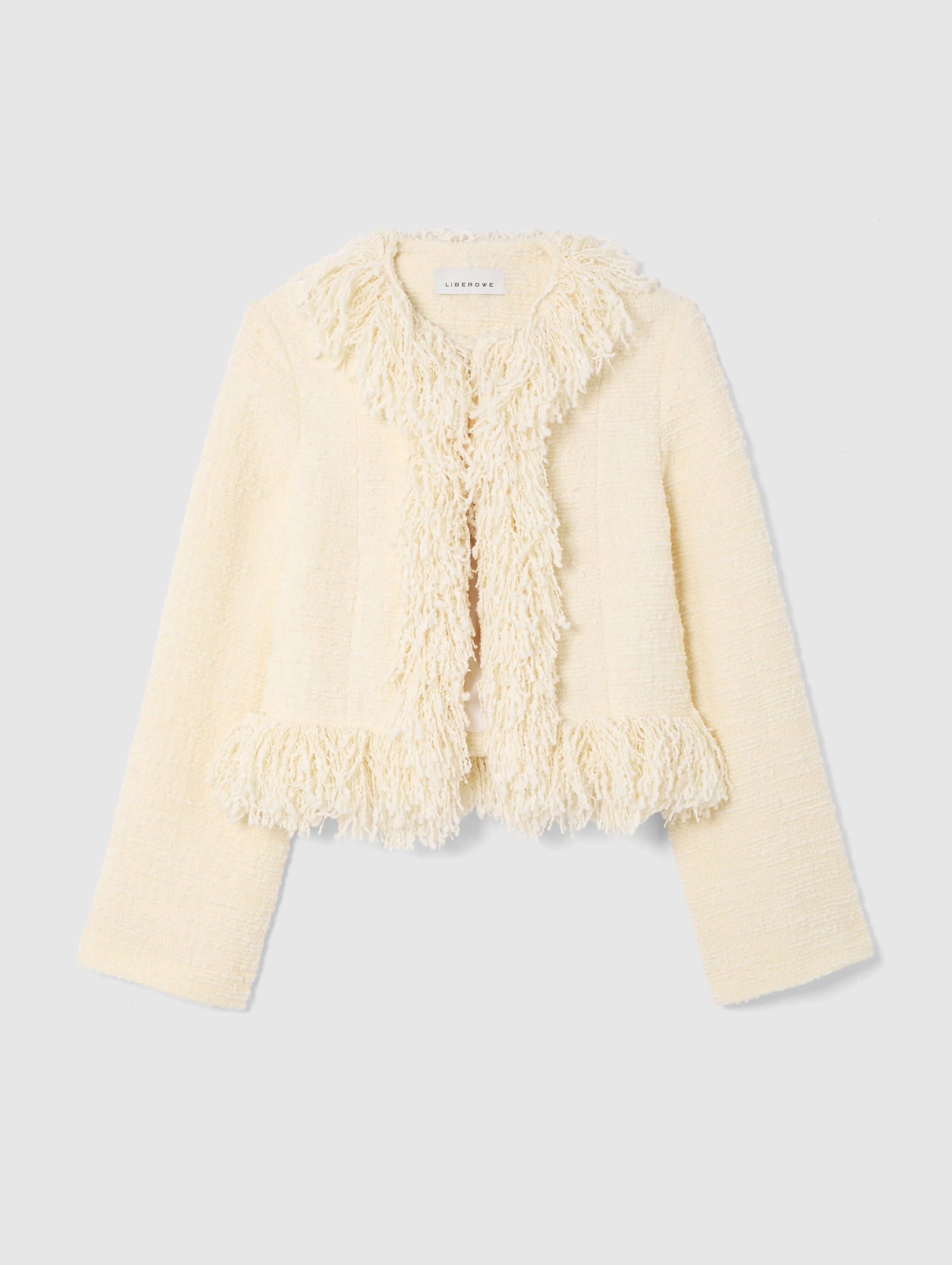 PRE-ORDER/ VANILLA CROPPED FRINGE JACKET - 1