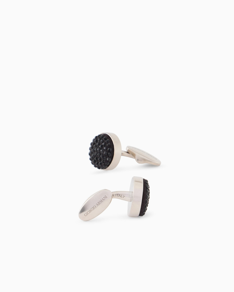 GIORGIO ARMANI STERLING SILVER CUFFLINKS WITH SATIN AND CRYSTALS outlook