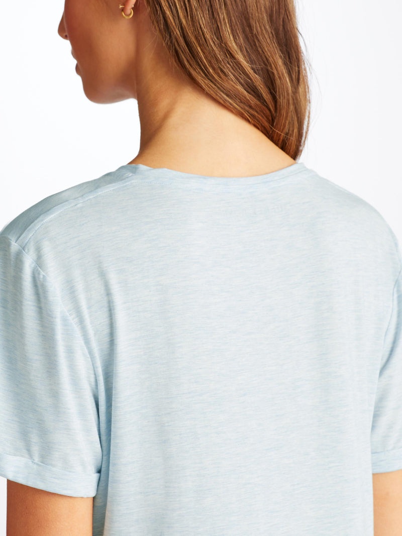 Women's V-Neck Sleep T-Shirt Ethan Micro Modal Stretch Blue - 5