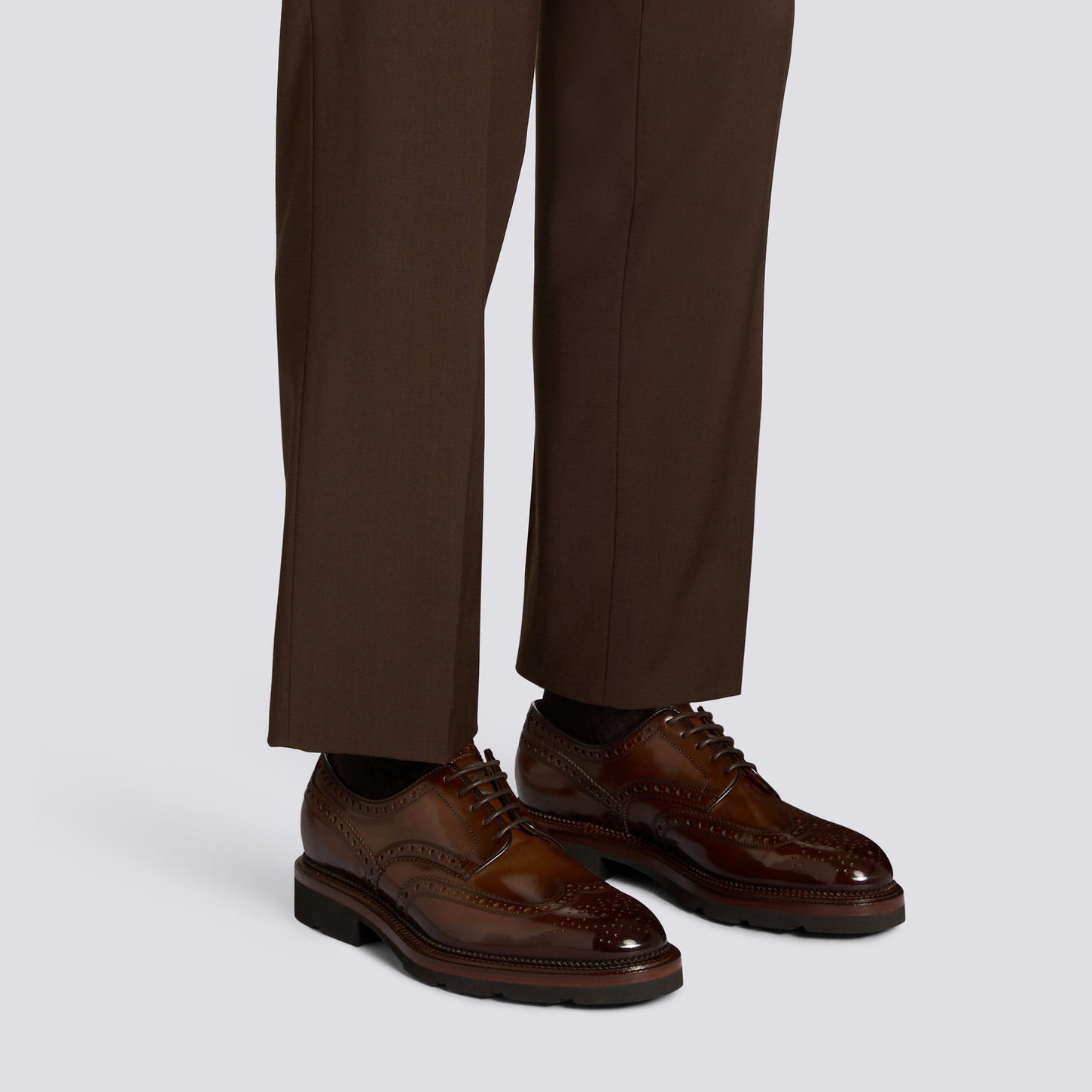 Men's brown leather Derby brogue shoe - 2