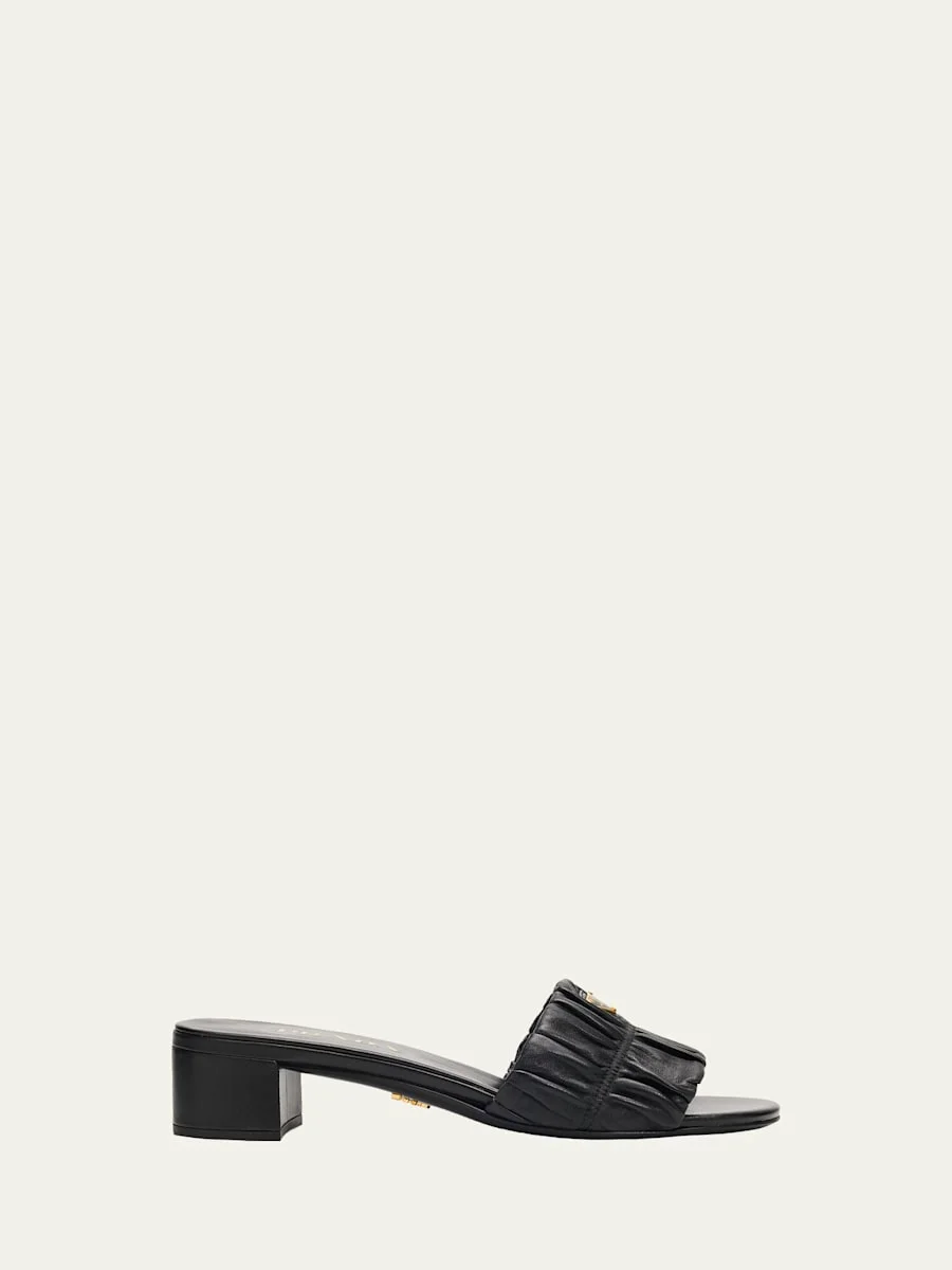 35mm Matelasse Nappa Leather Block-Heel Sandals - 1