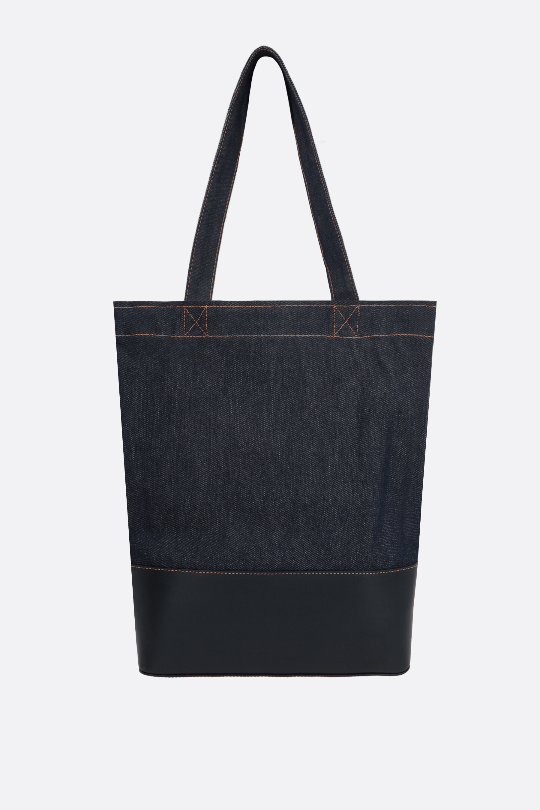 AXELLE DENIM AND SMOOTH LEATHER TOTE BAG - 3
