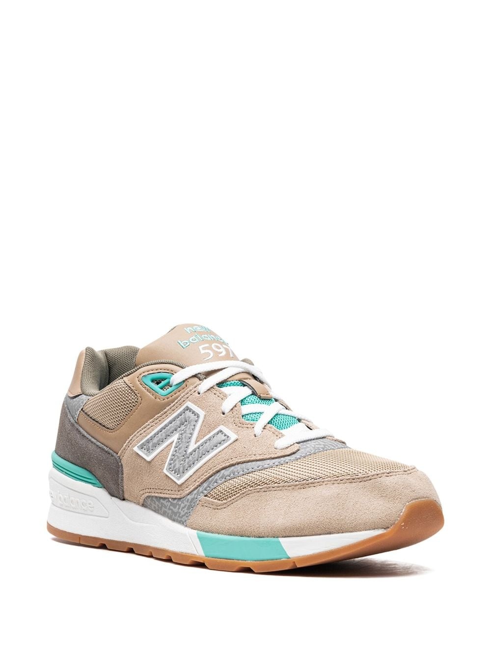 597 suede "Beach Sand/Teal" sneakers - 2